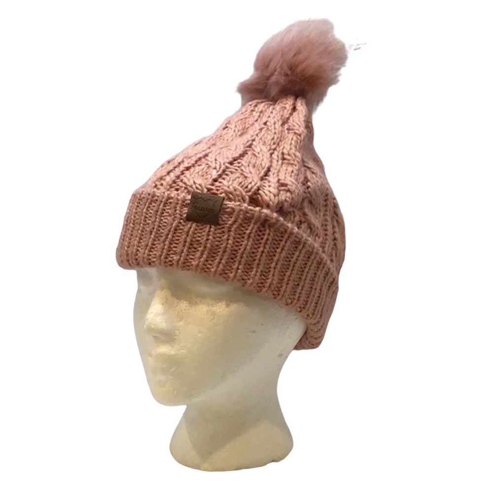 💚 H&M Knit Hat with Pompom “Good times forever”